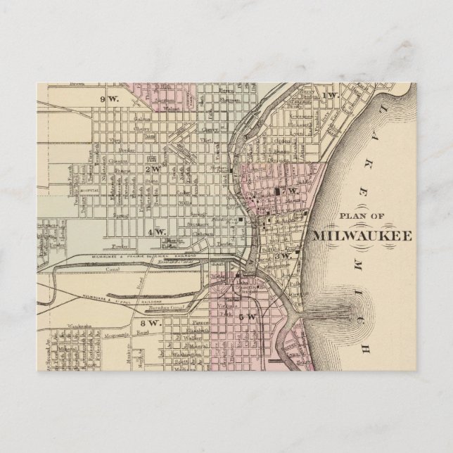 Postale Carte vintage de Milwaukee (1880) (Devant)