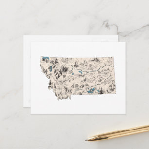 Postale Carte Vintage de Montana Antique State Chart