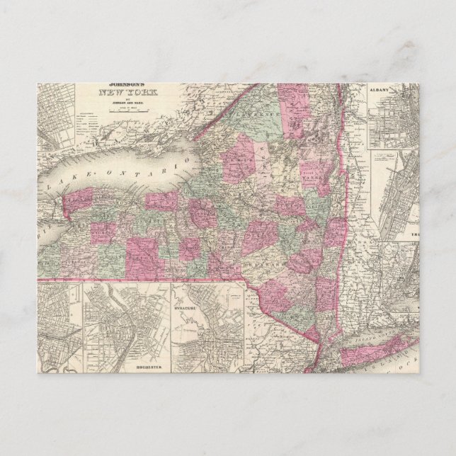Postale Carte vintage de New York (1864) (Devant)