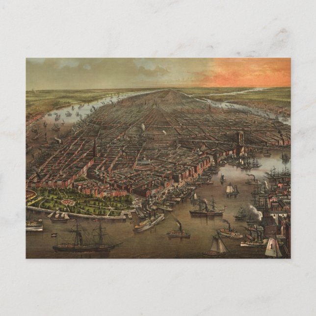 Postale Carte vintage de New York (1873) (Devant)