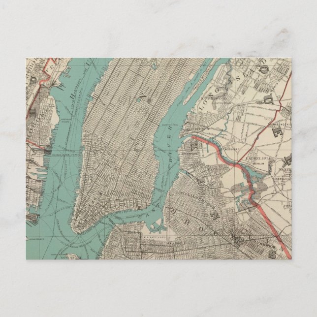 Postale Carte vintage de New York (1890) (Devant)