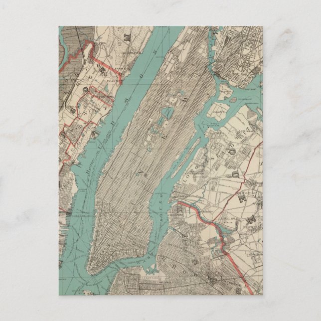 Postale Carte vintage de New York (1890) (Devant)