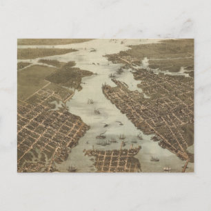 Postale Carte vintage de Norfolk et Portsmouth VA (1873)