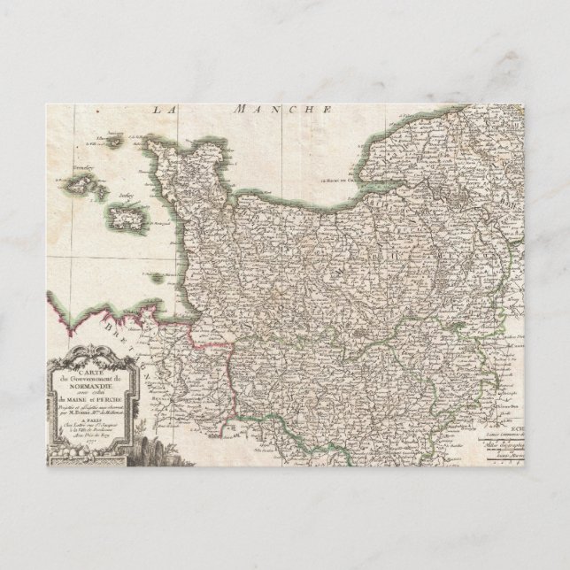Postale Carte vintage de Normandie (1771) (Devant)