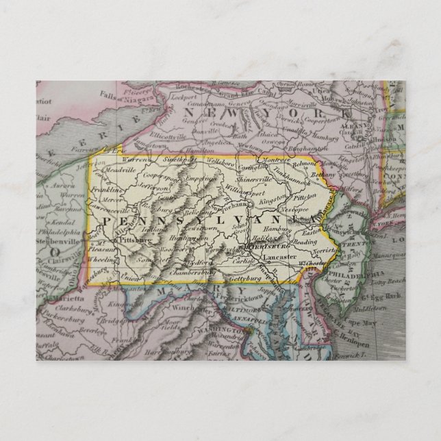 Postale Carte vintage de Pennsylvanie (Devant)