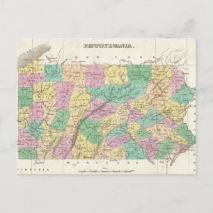 Postale Carte vintage de Pennsylvanie (1827)