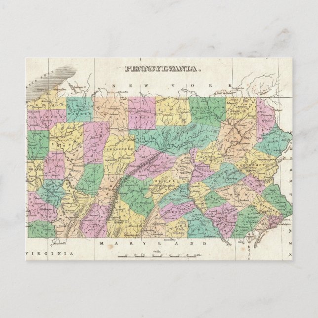 Postale Carte vintage de Pennsylvanie (1827) (Devant)
