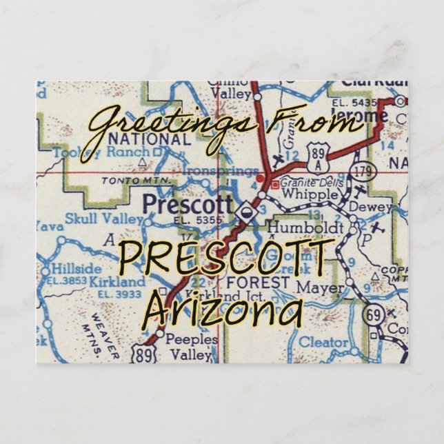 Postale Carte Vintage de Prescott AZ (Devant)