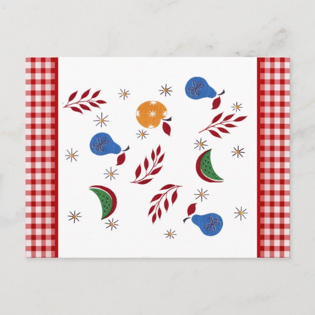 Postale Carte vintage de recette de fruits (Devant)