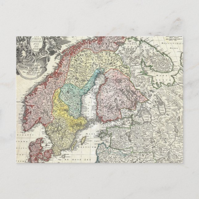 Postale Carte vintage de Scandinavie (1730) (Devant)