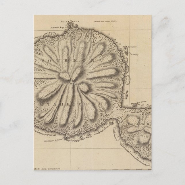 Postale Carte vintage de Tahiti (1773) (Devant)