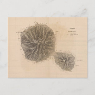 Postale Carte vintage de Tahiti (1845)