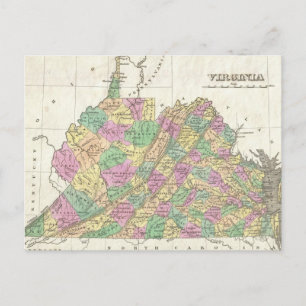 Postale Carte vintage de Virginie (1827)