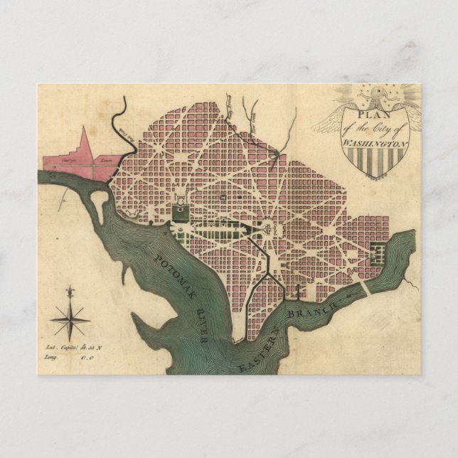 Postale Carte vintage de Washington D.C. (1793) (Devant)