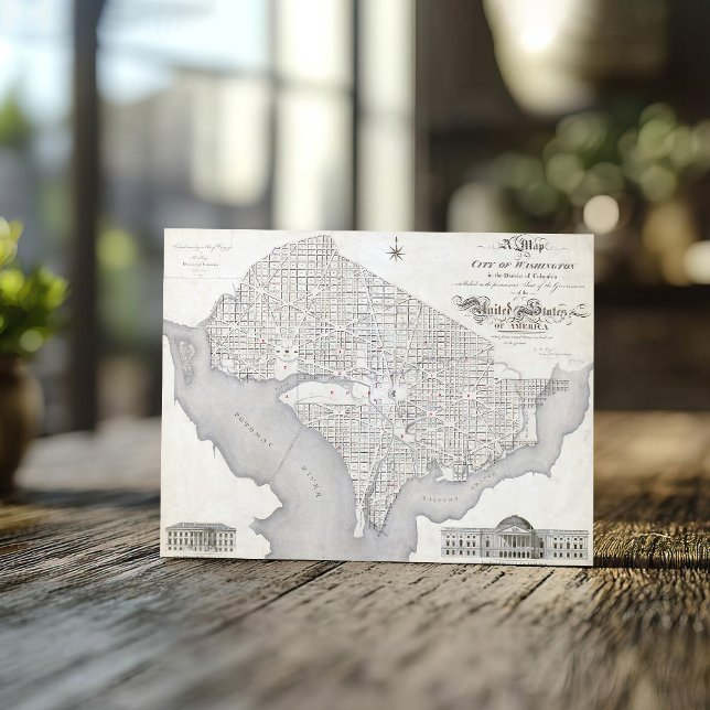 Postale Carte vintage de Washington DC (Créateur téléchargé)