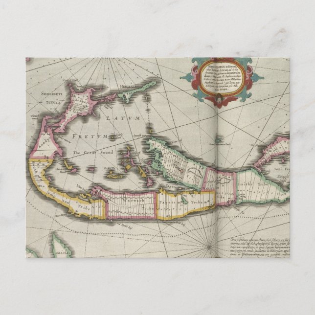 Postale Carte vintage des Bermudes (1638) (Devant)