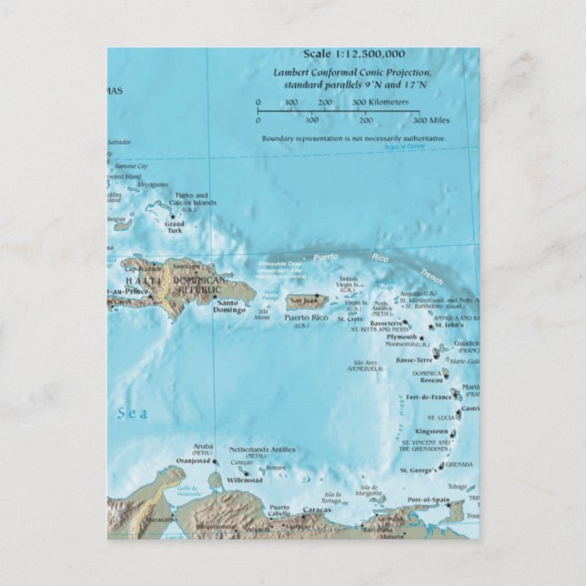Postale Carte vintage des Caraïbes - États-Unis (Devant)