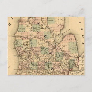 Postale Carte vintage des chemins de fer du Michigan (1876