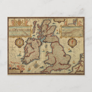Postale Carte vintage des îles britanniques, 1552 - 1629