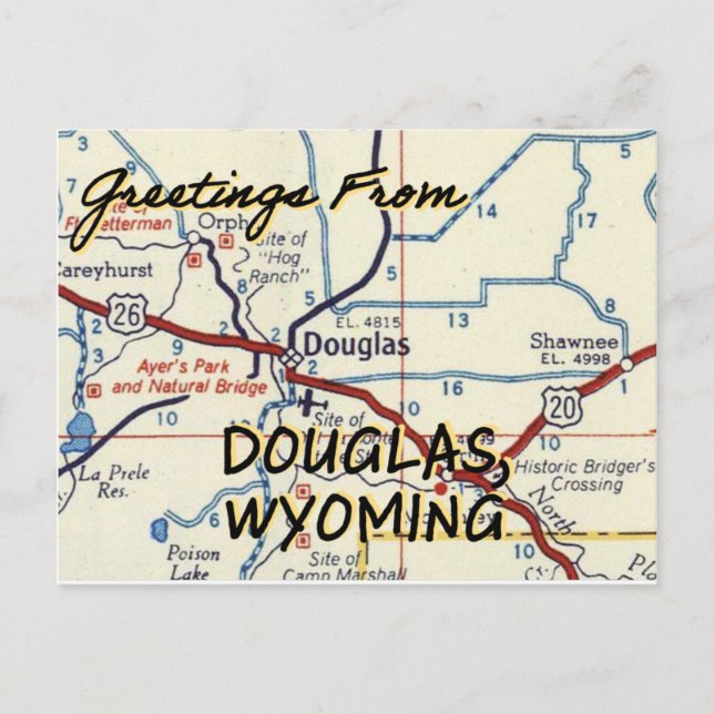 Postale Carte Vintage Douglas Wyoming (Devant)