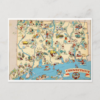 Postale Carte vintage drôle du Connecticut