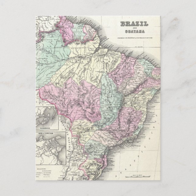 Postale Carte vintage du Brésil (1855) (Devant)