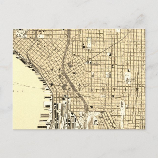 Postale Carte Vintage du centre-ville de Seattle (Devant)