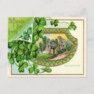 Postale Carte vintage du château de Mallow pour la Saint-P