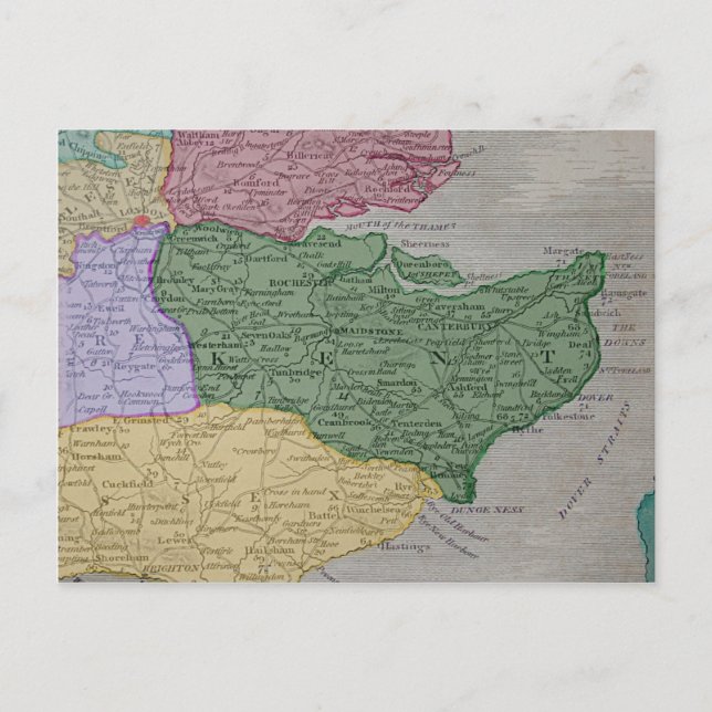 Postale Carte vintage du Comté de Kent, Angleterre (Devant)
