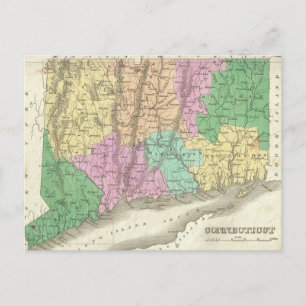 Postale Carte vintage du Connecticut (1827)
