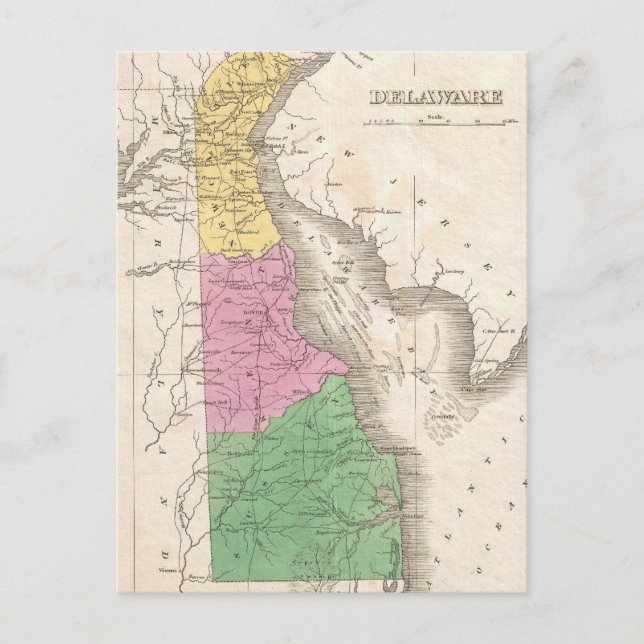 Postale Carte vintage du Delaware (1827) (Devant)