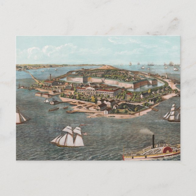 Postale Carte vintage du Fort Monroe Virginie (Devant)