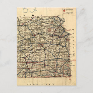 Postale Carte vintage du Kansas (1884)