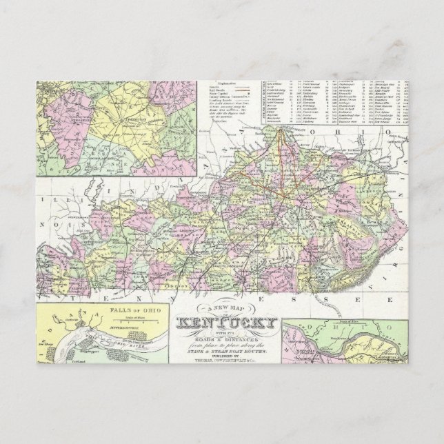 Postale Carte vintage du Kentucky (1850) (Devant)