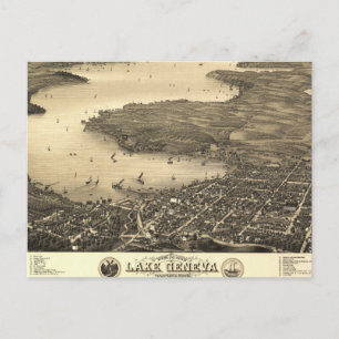 Postale Carte Vintage du lac Léman