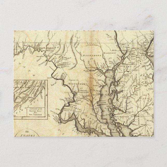 Postale Carte vintage du Maryland (1796) (Devant)