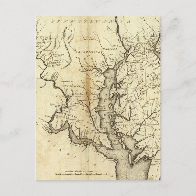 Postale Carte vintage du Maryland (1796) (Devant)