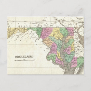 Postale Carte vintage du Maryland (1827)