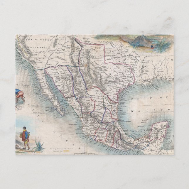 Postale Carte vintage du Mexique (1851) (Devant)