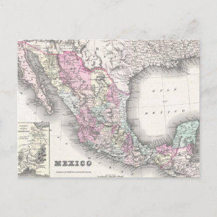 Postale Carte vintage du Mexique (1855)