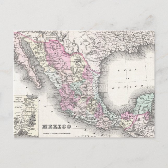 Postale Carte vintage du Mexique (1855) (Devant)