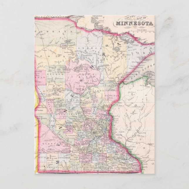 Postale Carte vintage du Minnesota (1864) (Devant)