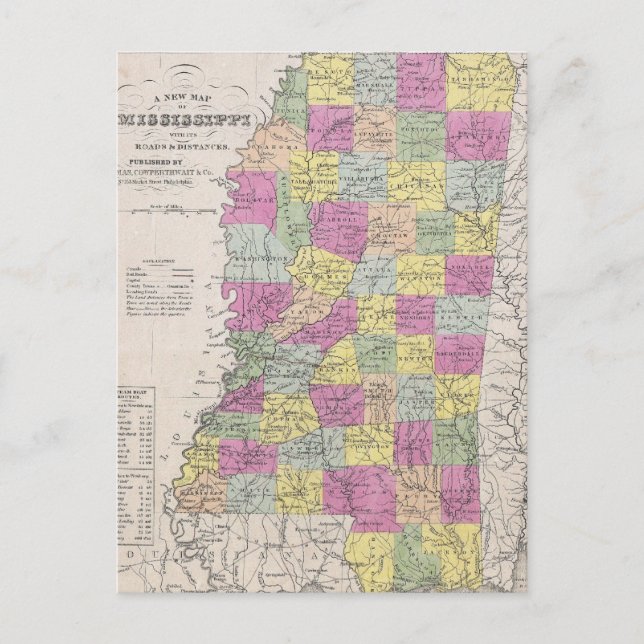 Postale Carte vintage du Mississippi (1853) (Devant)