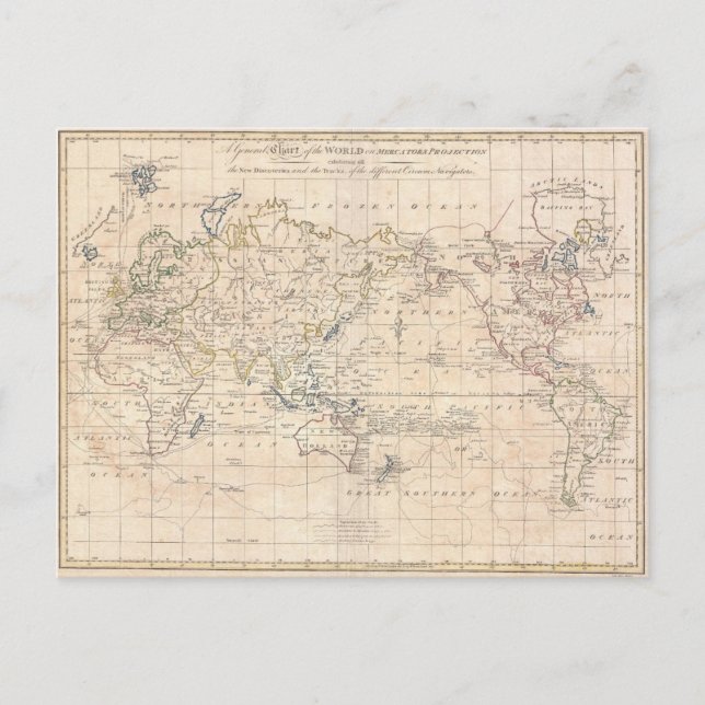 Postale Carte vintage du monde (1799) (Devant)