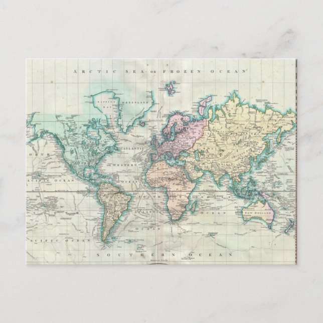 Postale Carte vintage du monde (1801) (Devant)