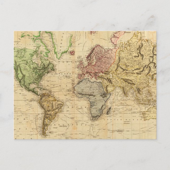 Postale Carte vintage du monde (1831) (Devant)