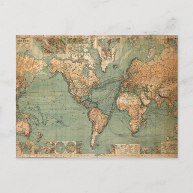 Postale Carte vintage du monde antique (Devant)