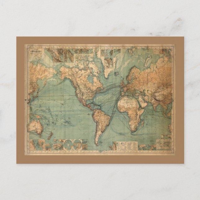 Postale Carte vintage du monde antique (Devant)