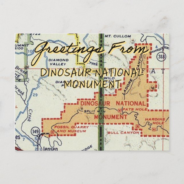 Postale Carte Vintage du Monument National de Dinosaur (Devant)