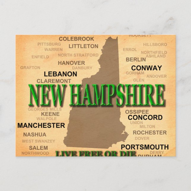 Postale Carte Vintage du New Hampshire (Devant)